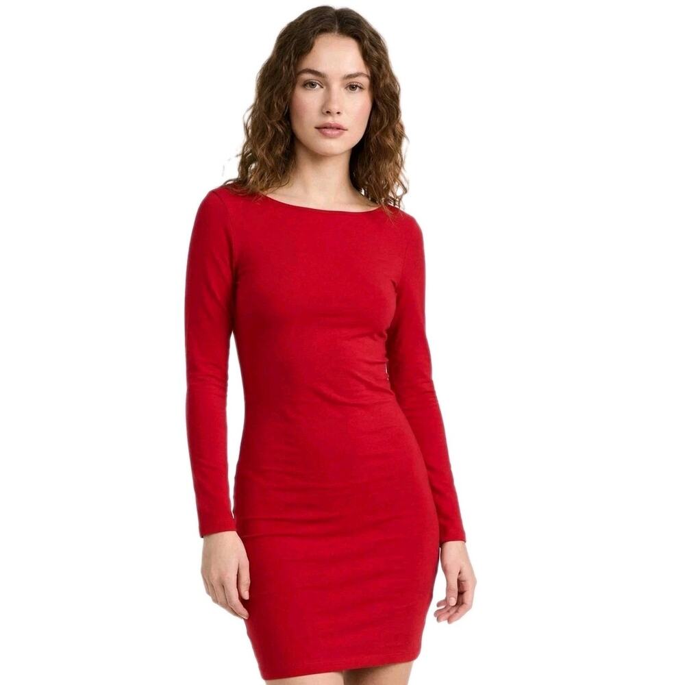 Vintage Y2K Charlotte Russe Womens Size Small Red Skin Tight Long Sleeve Dress